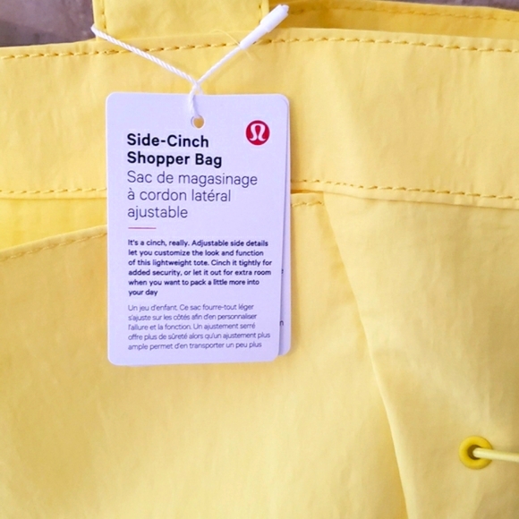 Lululemon Side-Cinch Shopper Bag Stunning Bright Yellow Durable Easy 2 Clean NWT - Picture 9 of 13